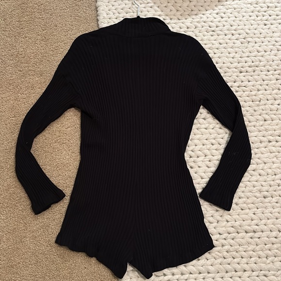 Black Ribbed Cotton Playsuit - Picture 4 of 5